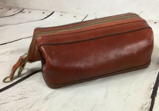Vintage Bosca Men Utili - Kit Leather Travel Shaving Bag Toiletry Bag Dopp Brown