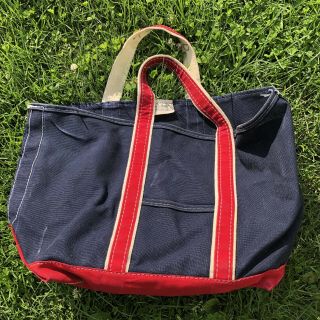 Vintage Ll Bean Freeport Maine Blue And Red Boat And Tote
