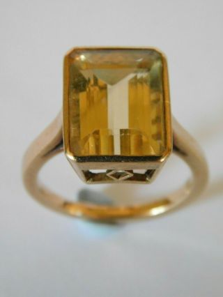 Vintage 9ct Gold Large Citrine Stone Ring