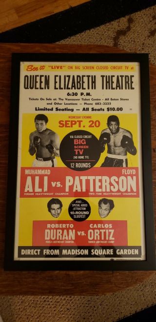 Rare 1972 Muhammad Ali Vs Floyd Patterson Boxing Poster