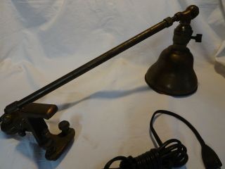 Vintage Industrial Articulating Telescoping Work Light Rounded Arrow Clamp