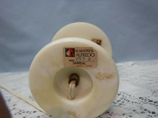Pair Vtg Alabaster Marble Signed Alfredo Alabstros Boudoir Vanity Lamps Shades 6