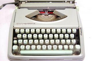Hermes Rocket Vintage Typewriter Seafoam Green W Case Switzerland 1965