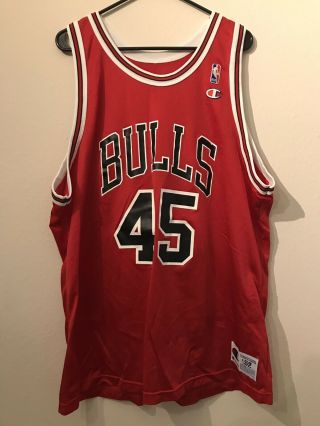 Vintage Michael Jordan 45 Chicago Bulls Red Champion Jersey Size 52 2xl Xxl