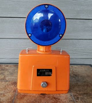 Vintage Cn Railroad Warning Light Blue/red Orange Case Batterie Starlite 977