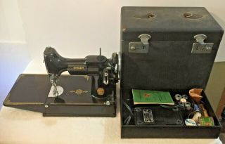 Vintage Singer 221 - 1 Feather Weight Portable Electric Sewing Machine & Case
