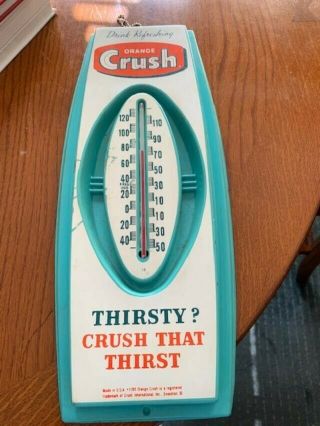 1960s Vintage Orange Crush Soda Thermometer Sign