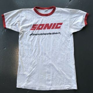 Vintage Sonic Drive In Ringer T Shirt 80s Champion Large Usa 50/50 Single Stitch