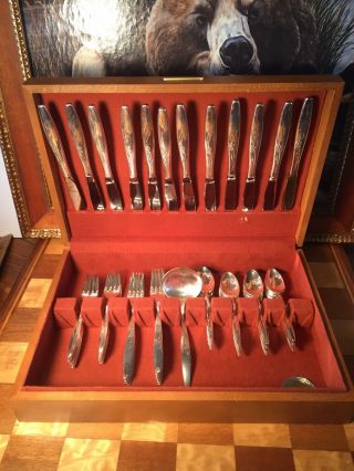 Oneida Community Enchantment Gentle Rose 61 Pc Silverware Flatware 12pl Settings