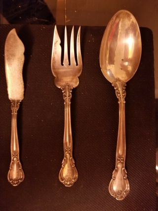Serving Set - 1895 Gorham Chantilly Sterling Silver - Spoon,  Fork,  Btr Knife