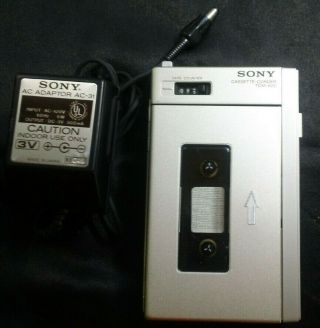 Vintage Sony Tcm - 600 Cassette Corder Recorder Walkman 1978/w Ac Adapter