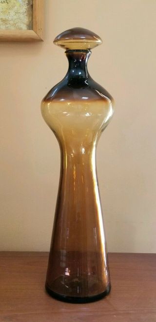 Greenwich Flint Craft Thomas Connolly Burnt Honey Decanter 23 " Tall 1960s Rare