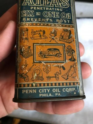 Vintage Handy Oiler Gun Oil Can Tin Lead Top Atlas Household Oil Cool Graphic 2