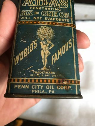 Vintage Handy Oiler Gun Oil Can Tin Lead Top Atlas Household Oil Cool Graphic 4