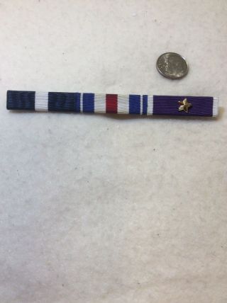 Three Ribbon Bar For Nc,  Ss,  Ph With Gold Star Wwii Usmc