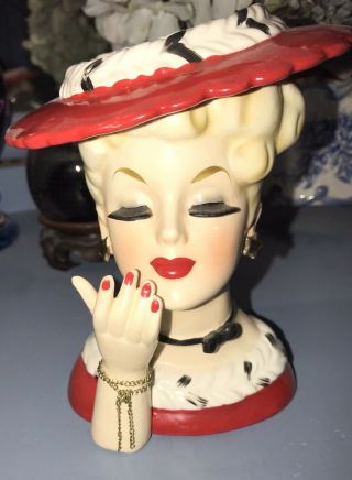Napco Vintage Lady Head Vase 5.  5” Christmas Rare