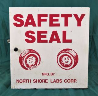 Vintage MId C Safety Seal Tires Metal Garage Shop Parts Storage Cabinet Display 2