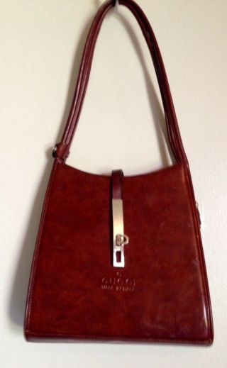 Rare Vintage Gucci Brown Leather Hand Bag/purse