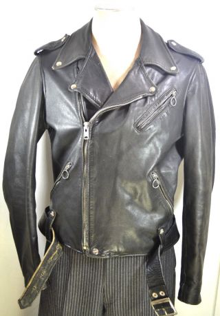 Esprit Vintage Black Leather Motorcycle Jacket Mens Size 44 "