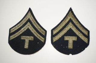 Tech 5 Technician Corporal Rank Chevrons Patches Pair Wwii Us Army C1138