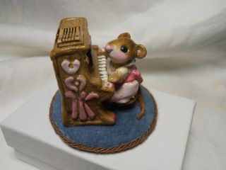 Vintage 1978 Wee Forest Mouse Playing Piano Signed - Annette Peterson