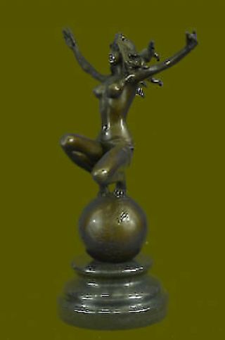 Vintage Art Nouveau Bronze Signed Aldo Vitaleh Nymph Goddess Statue Sculpture 2
