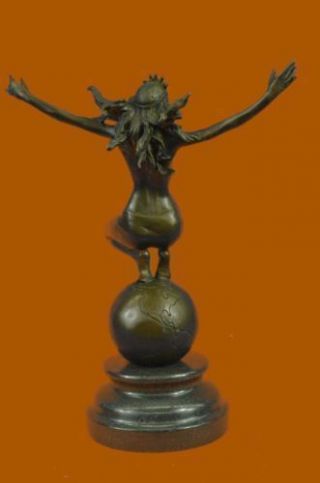 Vintage Art Nouveau Bronze Signed Aldo Vitaleh Nymph Goddess Statue Sculpture 4