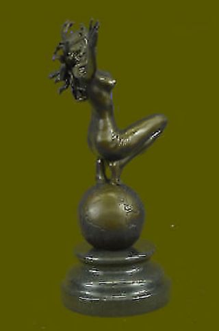 Vintage Art Nouveau Bronze Signed Aldo Vitaleh Nymph Goddess Statue Sculpture 5