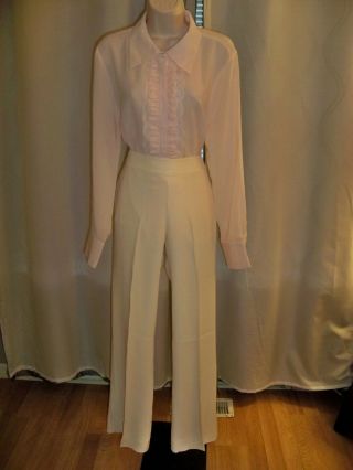 Vintage Chanel France Ivory Silk Classic Must Have Trouser 38 Outstanding