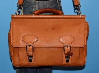 Vtg Coach Large Brown Leather Briefcase Messenger Laptop Travel Work Case 5235