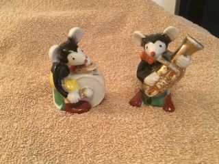 Vintage 1940’s Mickey Mouse With Musical Instruments Salt & Pepper Shakers