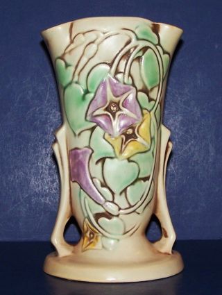 Lovely Rare Vintage Roseville Art Pottery Morning Glory 7 3/8 " Vase 725 - 7