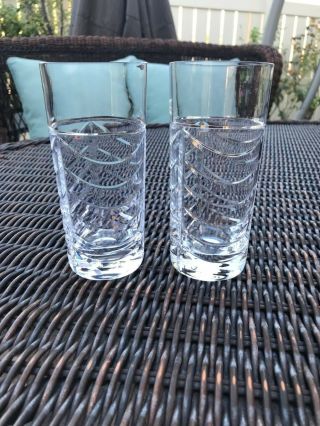 Royal Brierley For Tiffany&co - Vintage Swag High Ball Glasses Set Of Two