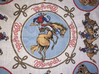 Fan Rare Vintage Graphic Wrangler Bandana Cowboy Horses Ropes Made Usa
