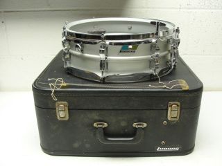 Vintage Ludwig Acrolite 14 " Snare Drum Olive/green Tag With Ludwig Travel Case.