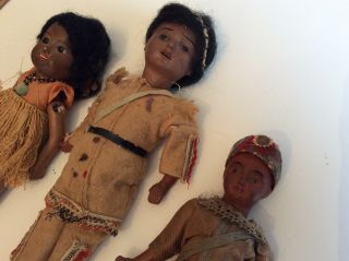 Antique Bisque Ethnic Doll Group Of 3