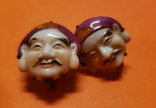 Vintage Japanese Toshikane Screw - On Face Earrings -