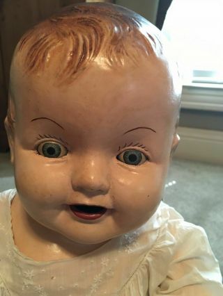 Antique Big 25  Chubby Sweet Face Composition Bent Leg Baby Doll With Teeth