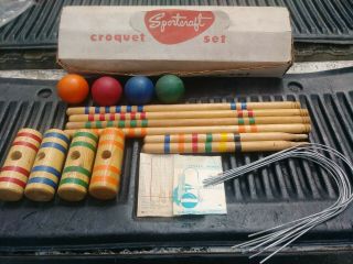 Vintage Sportcraft Wood Croquet Set