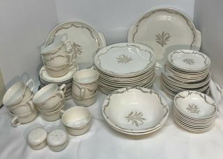 Vintage Ivory Gold Accents French Saxon China 74 Piece Set