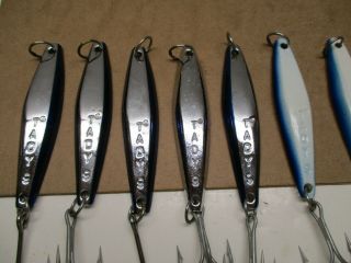 VINTAGE TUNA LURES TADY 9 SET OF 10 JIGS ALL HEAVY 2