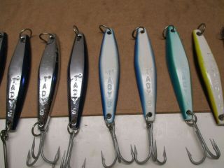 VINTAGE TUNA LURES TADY 9 SET OF 10 JIGS ALL HEAVY 3