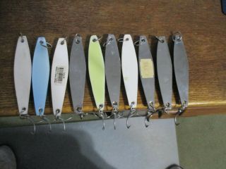 VINTAGE TUNA LURES TADY 9 SET OF 10 JIGS ALL HEAVY 5