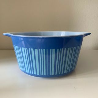 Vintage 1966 Pyrex Blue Striped Barcode Nesting Bowls Set of 3 4