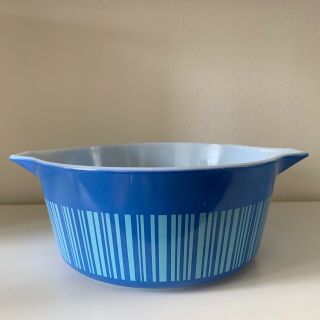 Vintage 1966 Pyrex Blue Striped Barcode Nesting Bowls Set of 3 6