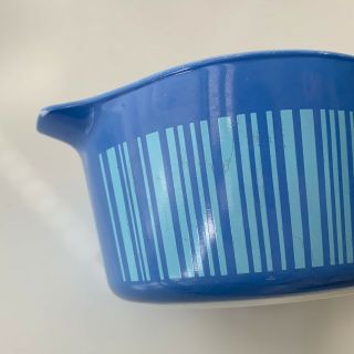 Vintage 1966 Pyrex Blue Striped Barcode Nesting Bowls Set of 3 8