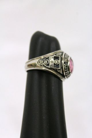 Jostens 10K White Gold Class Ring 1980 Vintage Pink Stone October Size 6 2