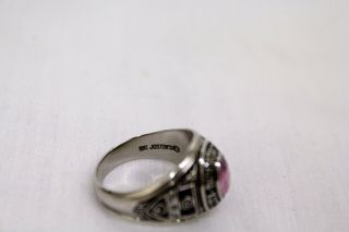 Jostens 10K White Gold Class Ring 1980 Vintage Pink Stone October Size 6 5
