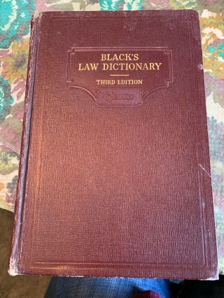 Black’s Law Dictionary 3rd Edition Red Vintage Book Jag
