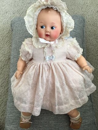 Vintage 1940 Madame Alexander York Baby Doll Tag On Clothes 12”